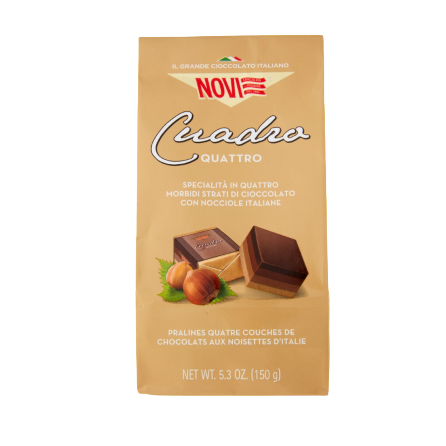 Novi - Cuadro Quattro Schokoladenpralinen mit Haselnuss - 150g