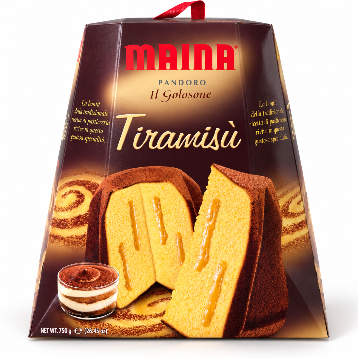 Maina - Pandoro Tiramisù – Italienischer Pandoro mit Tiramisù-Creme und Kakao - 750g