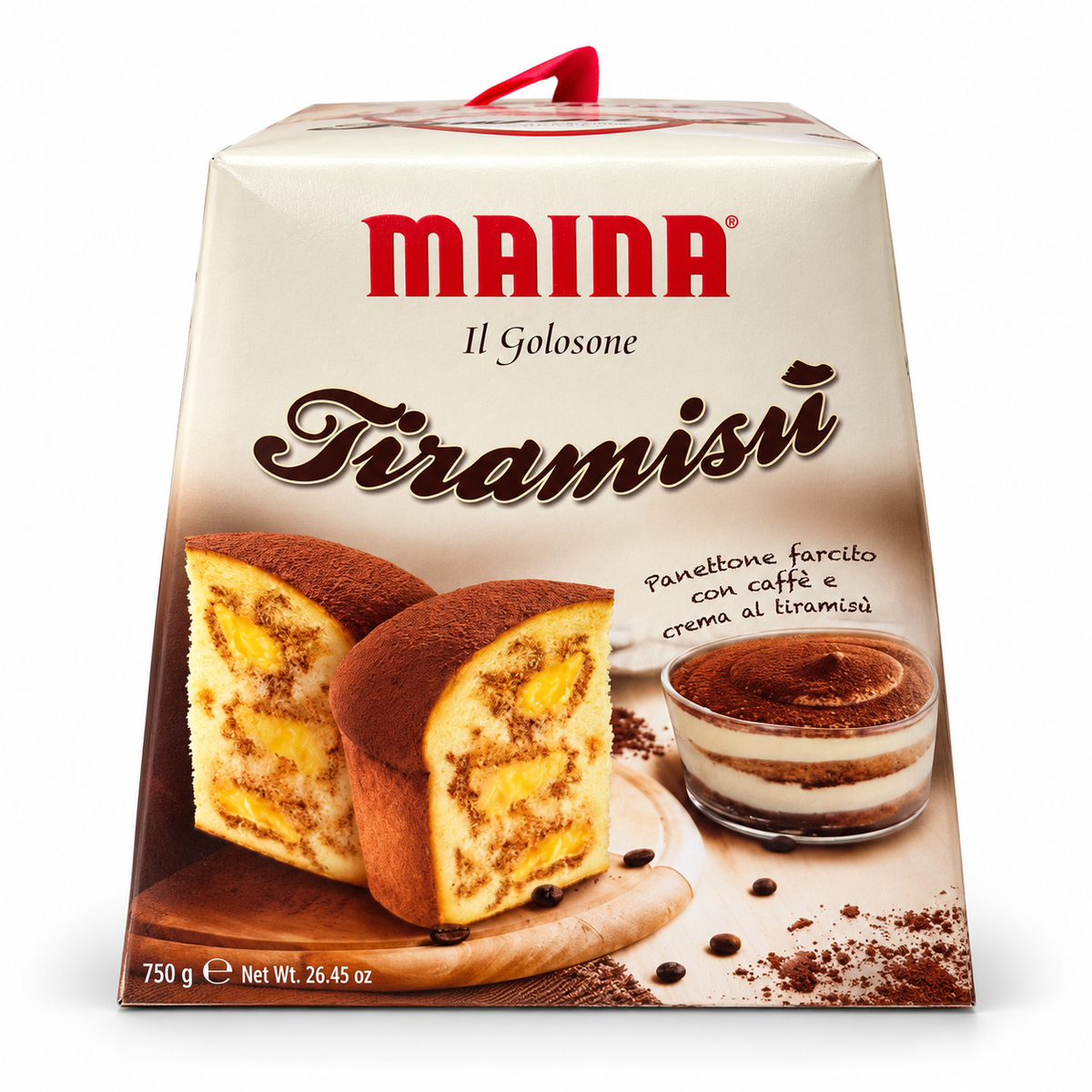 Maina - Panettone Tiramisù – Italienischer Panettone mit Tiramisù-Creme und Kaffeesirup - 750 g