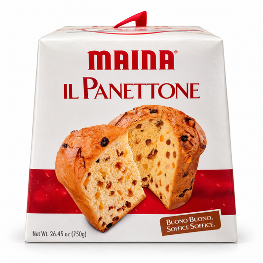 Maina - Panettone Classico – Italienischer Weihnachtskuchen mit Rosinen und kandierten Orangenschalen - 750 g